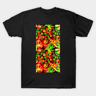 Garden of Abstract Delights on Black Vertical Double T-Shirt